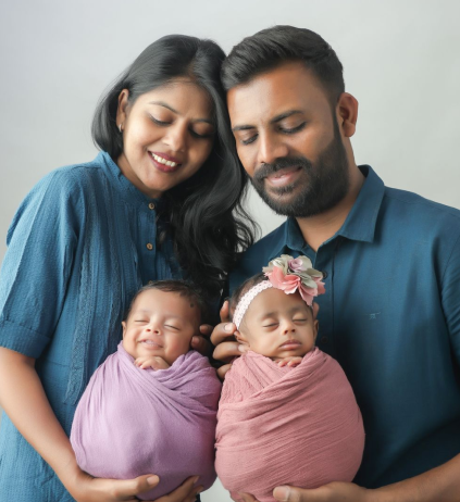 Proud parents standing together