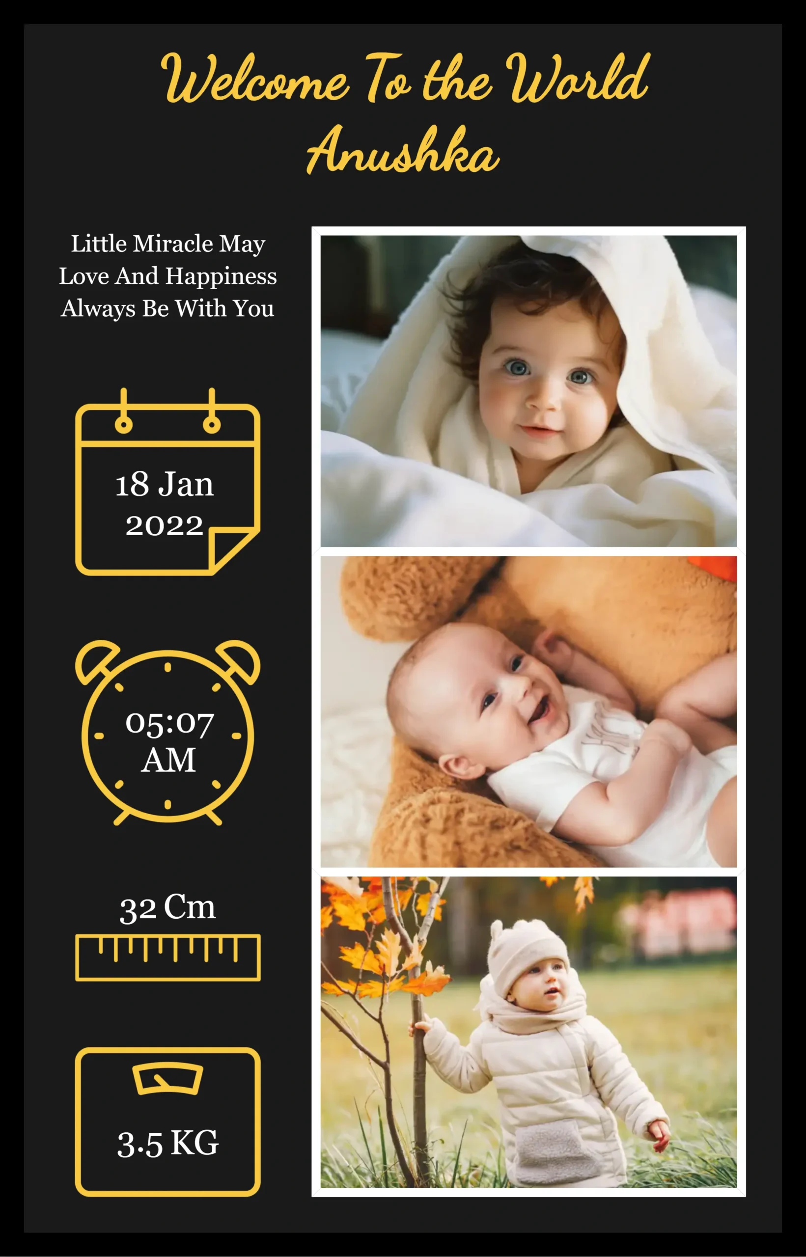 Personalized Baby Birth Details โ Keepsake Photo Frame