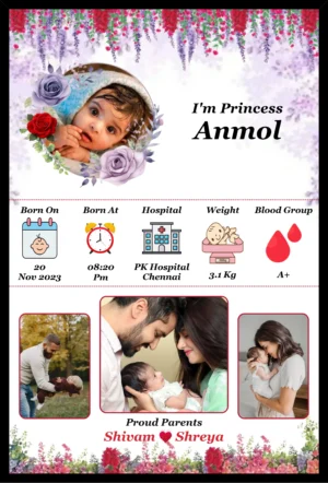 Newborn Baby Memory Frame - Personalized with Details