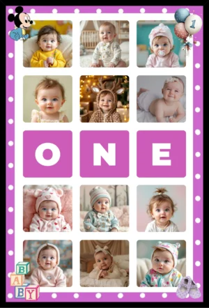 Baby First Birthday Collage Photo Frame