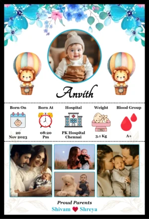 Welcome Little One Personalized Baby Birth Details Frame