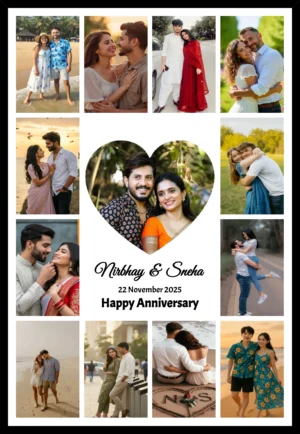 Anniversary Heart Collage Frame - Personalized Photo Gift