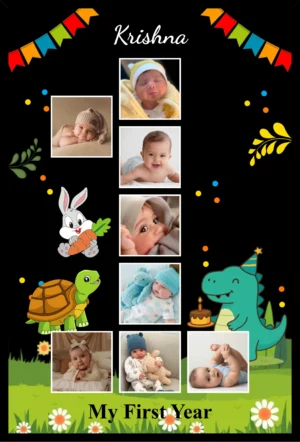 Baby First Year Picture Frame - Customizable Name & Photos