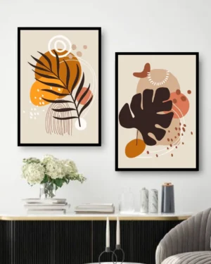 Personalized Minimalist Boho Botanical Wall Art 2 Frames