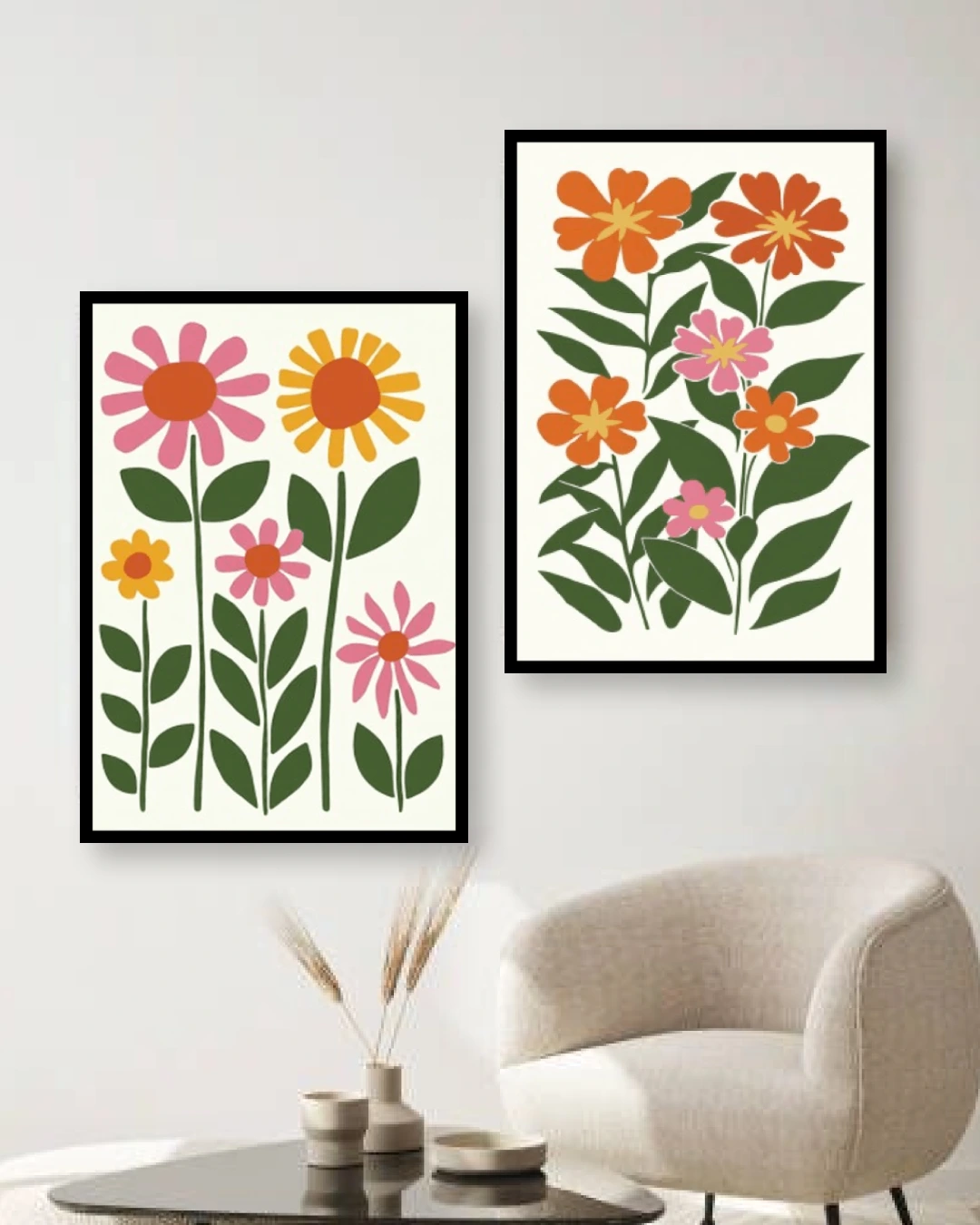 Personalized Boho Floral Wall Art 2 Frames