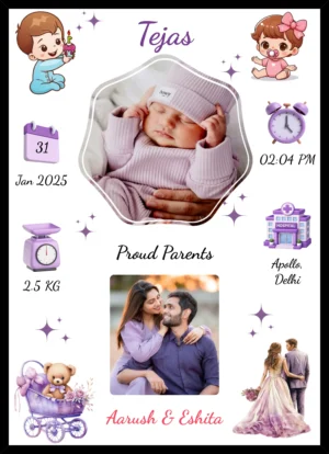 Newborn Baby Details Photo Frame