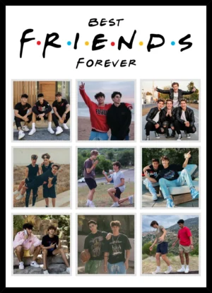 Best friends photo collage frame with friends forever theme