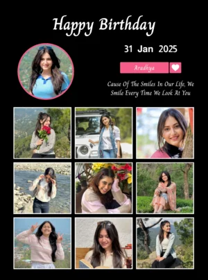 Personalized Birthday Photo Collage Frame In Instagram Style
