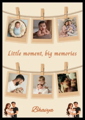 Personalized baby memories photo frame with custom baby photos collage
