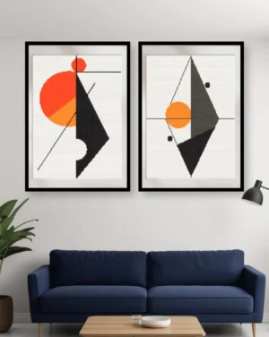 Personalized Scandinavian Geometric Art Photo 2 Frame