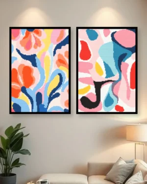 Personalized Modern Floral Abstract Photo 2 Frames