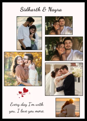 Couple Photo Collage Frame with Names and Message personalized romantic gift
