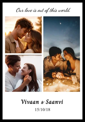 Image Alt Text Personalised Photo Collage Frame with Names Date and Custom Message