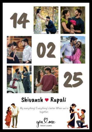 Personalized Couple Anniversary Photo Collage Frame with Names and Special Dates