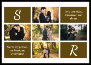 Couple Photo Collage Frame with Personalized Images and Name Initials