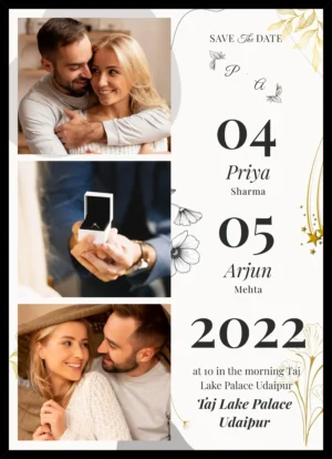 Personalized wedding invitation frame with couple photos names and wedding date custom save the date gift