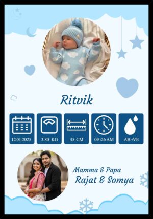 Custom newborn baby frame with name, photo and birth details keepsake