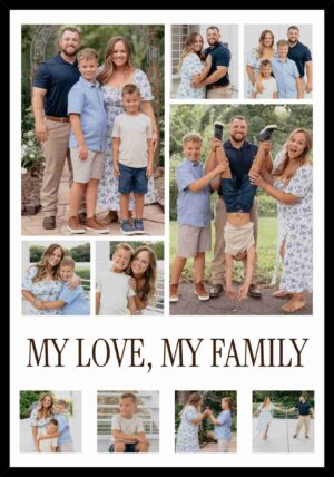 Custom photo collage frame with text for family and couple multi photo wall art