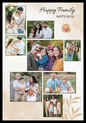 Personalized family photo collage frame with multiple photos and custom text