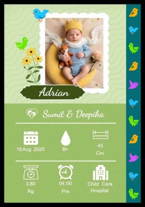 Personalized baby keepsake frame with photo, name and birth details