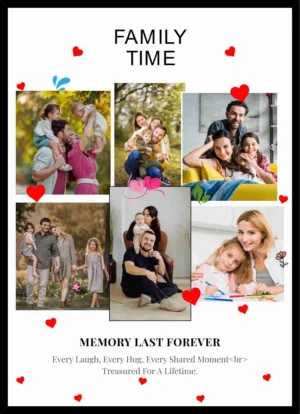 Personalized family moments collage frame with multiple photos custom printed