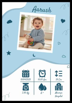 Personalized newborn baby photo frame with name and birth details custom baby gift