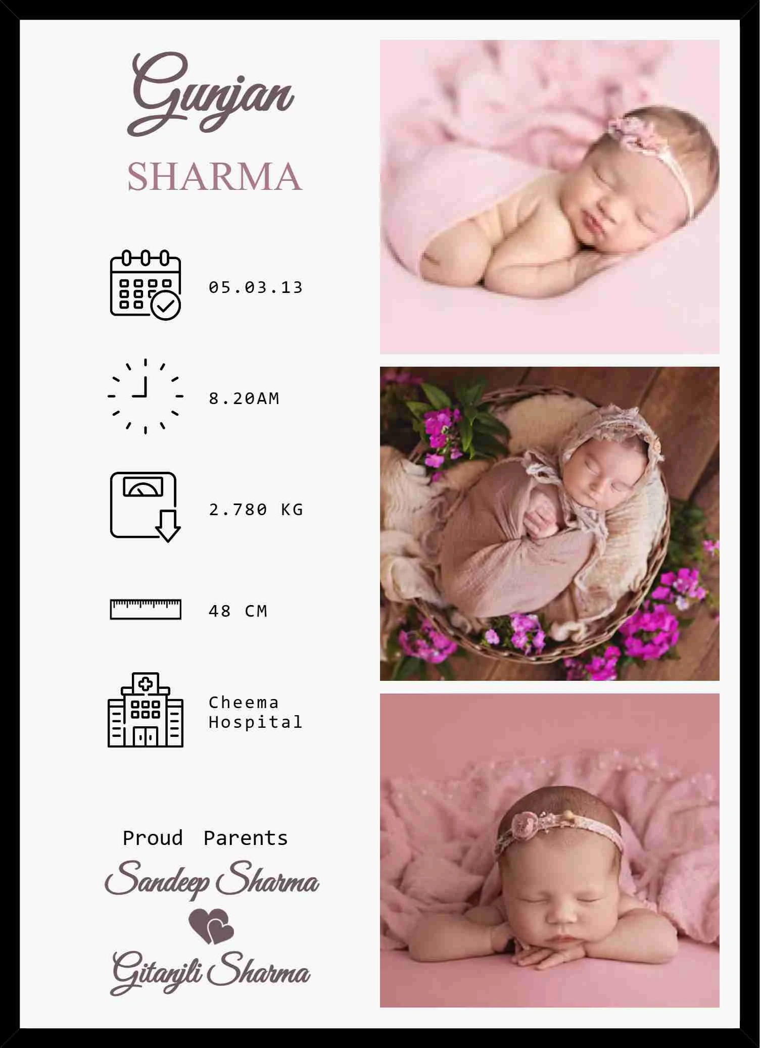 Custom Newborn Birth Information Collage...