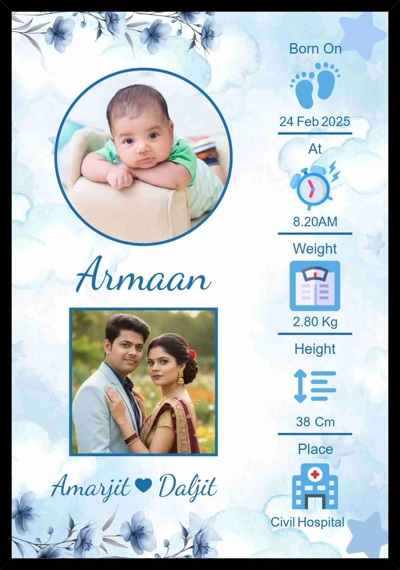 Personalized Baby Birth Details Frame...