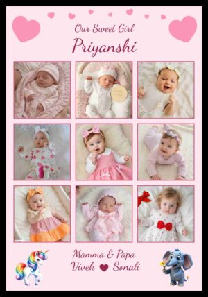 Personalized baby photo collage frame with name and 9 pictures newborn memory frame