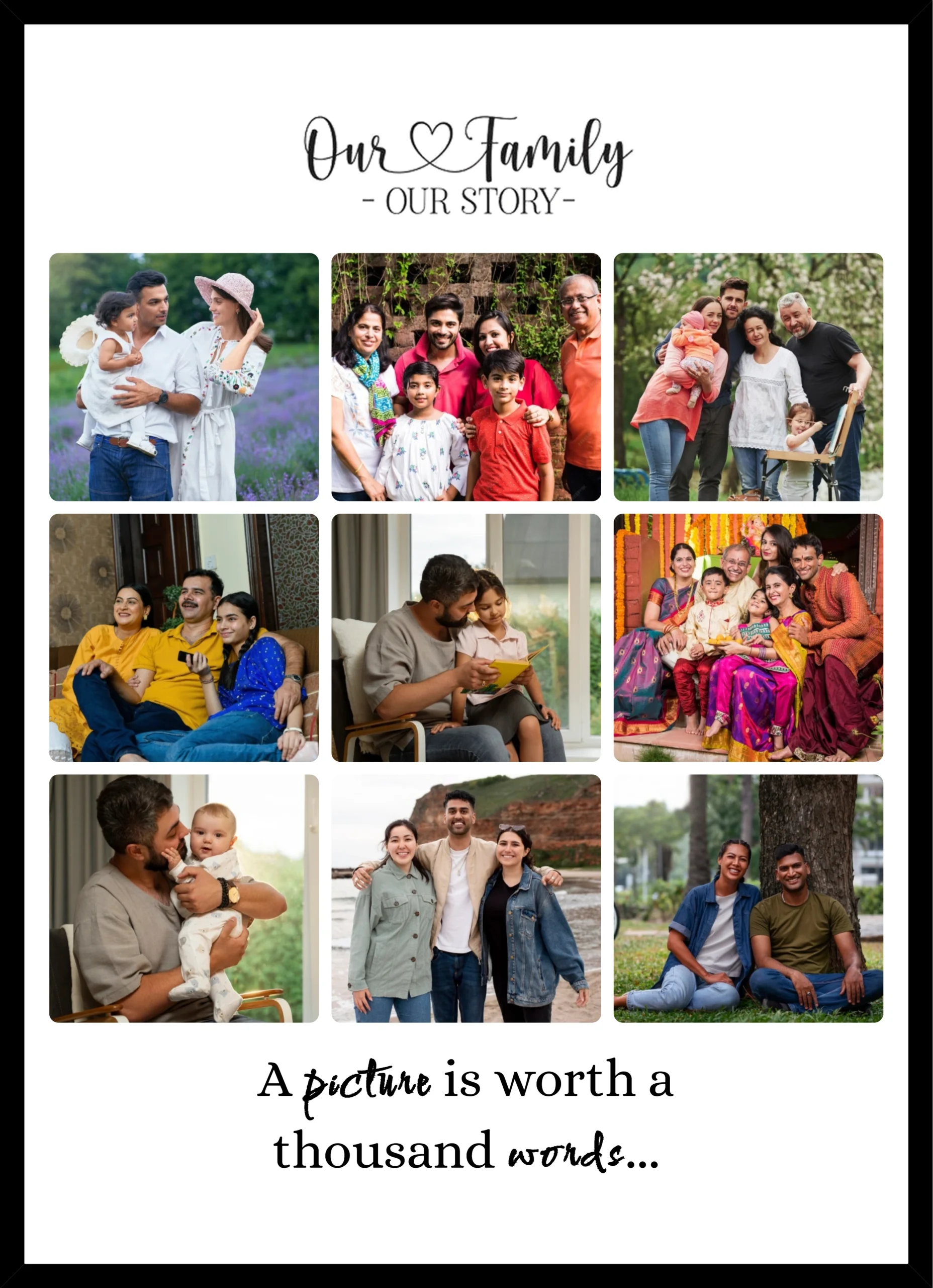 Personalized Family Memories Collage Photo Frame with multiple family photos