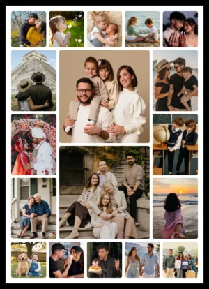 Personalized multi photo collage frame with family and baby memories