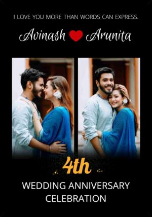 Wedding anniversary couple photo collage frame with personalized romantic pictures