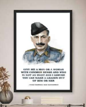 Field Marshal Sam Manekshaw Inspirational Leadership Quote Frame for Home and Office Decor