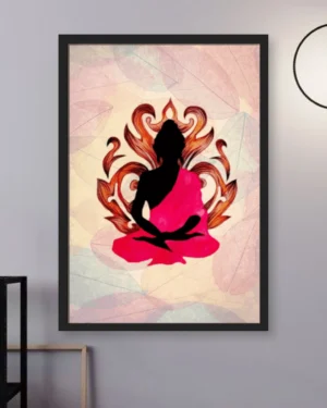 Peaceful Buddha Meditation Wall Decor featuring a meditating Buddha silhouette with spiritual artwork and calming Zen-inspired design.