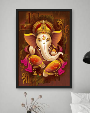 Lord Ganesha Spiritual Wall Art Frame for Hindu Home and Office Decor