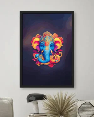 Premium Lord Ganesha Spiritual Wall Painting Colorful Hindu Wall Art Decor