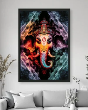 Modern Lord Ganesha Wall Painting Frame for Living Room Spiritual Wall Art Decor