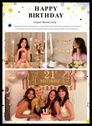 Birthday Wishes Personalized Photo Collage Frame with Name, Wishes and Multiple Photos