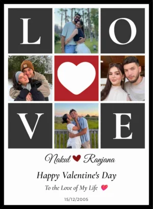 Custom LOVE Photo Frame with Photos Names and Special Date Personalized Couple Gift