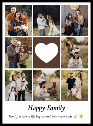 Happy Family Photo Frame with Pictures and Custom Quote Personalized Family Gift