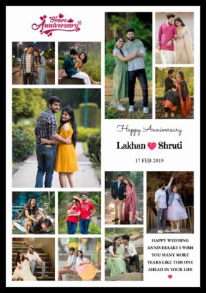 Personalized Wedding Anniversary Photo Collage Frame with Couple Photos Names and Special Date
