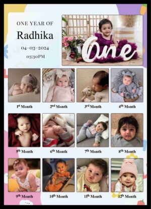 Personalized Baby Growth Photo Frame with 12 Month Memory Collage and Custom Name