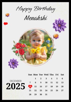 Personalized Birthday Photo Calendar Frame with Custom Name Photo and Highlighted Special Date