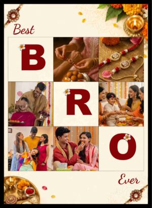 Best Bro Ever Personalized Raksha Bandhan Photo Collage Frame with Custom Photos for Brother