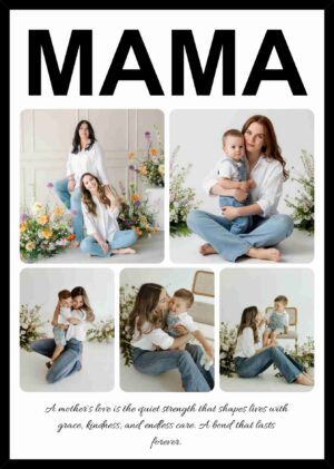 Custom MAMA photo collage frame with multiple personalized family pictures, a heartfelt quote, and premium wall décor gift for mothers.