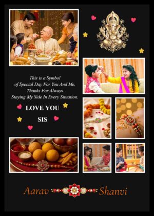 Custom Rakhi Photo Frame with Name and Photos Personalized Raksha Bandhan Photo Collage Gift