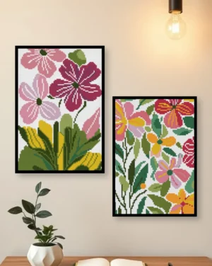 Personalized Vibrant Botanical Floral Photo 2 Frames