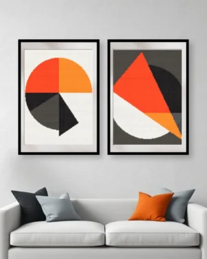 Personalized Modern Geometric Art Photo 2 Frames