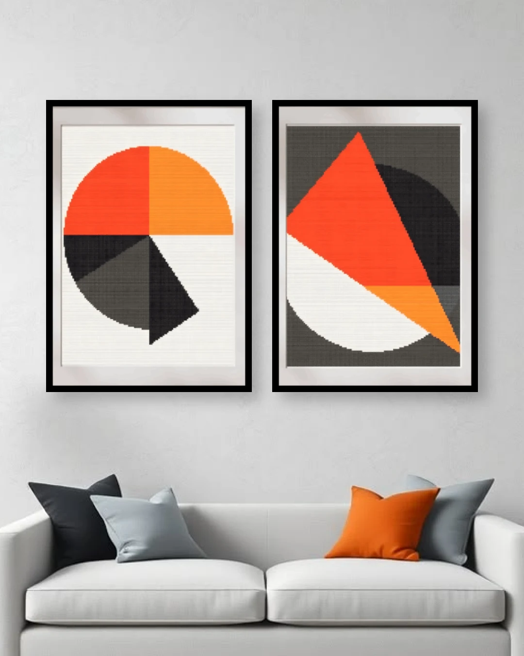 Personalized Modern Geometric Art Photo 2 Frames