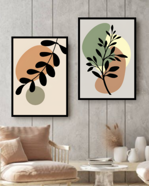 Personalized Abstract Leaf Wall Decor Frame with Modern Botanical Leaf Design